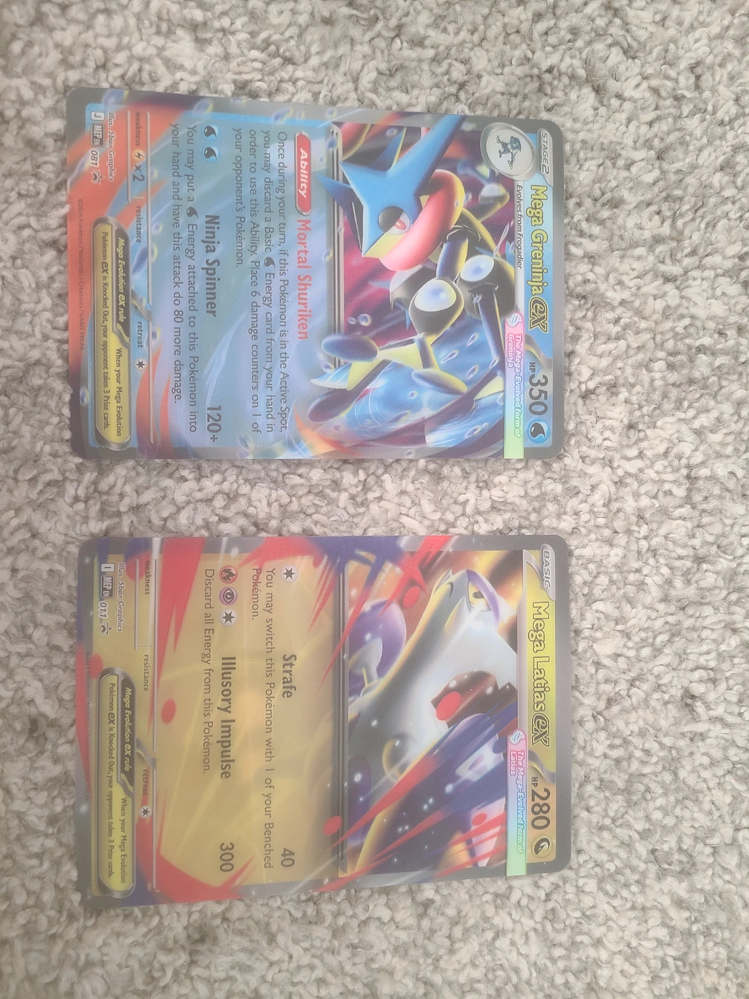 Mega Greninja EX and Mega Latias EX Pokemon cards