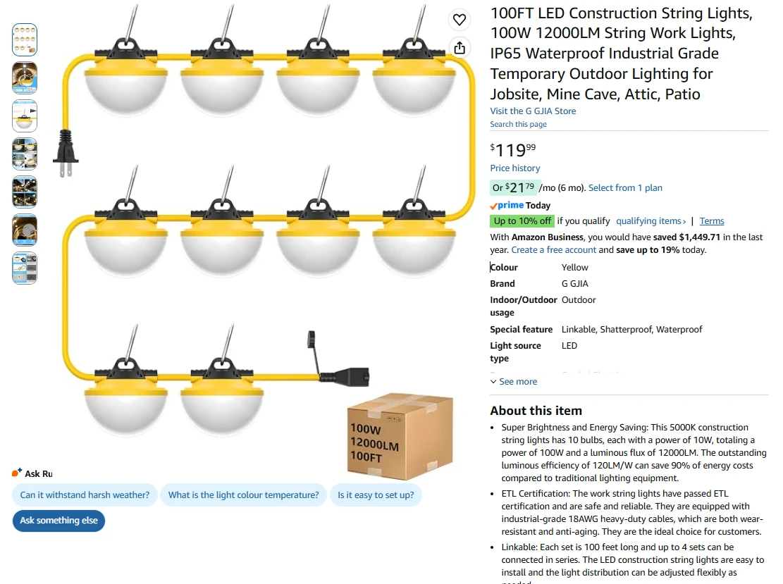 100FT Construction String Lights Brand New - photo 2