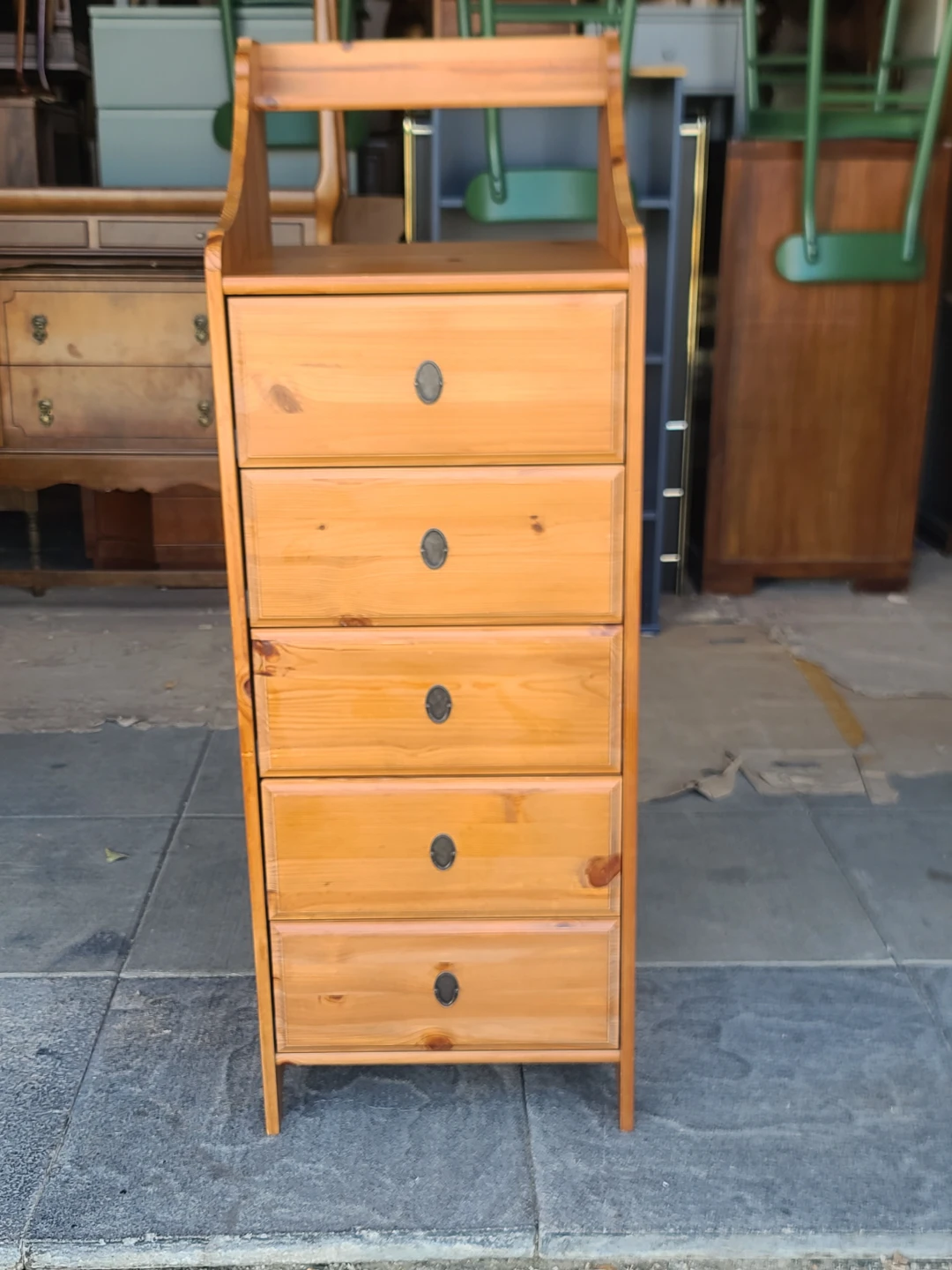 Pine 5-Drawer Lingerie Chest with Gallery Top