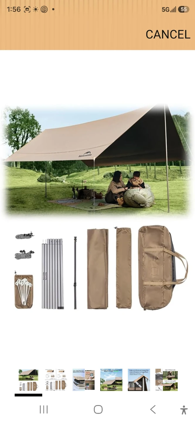 Naturehike Vinyl Sunscreen Camping Canopy