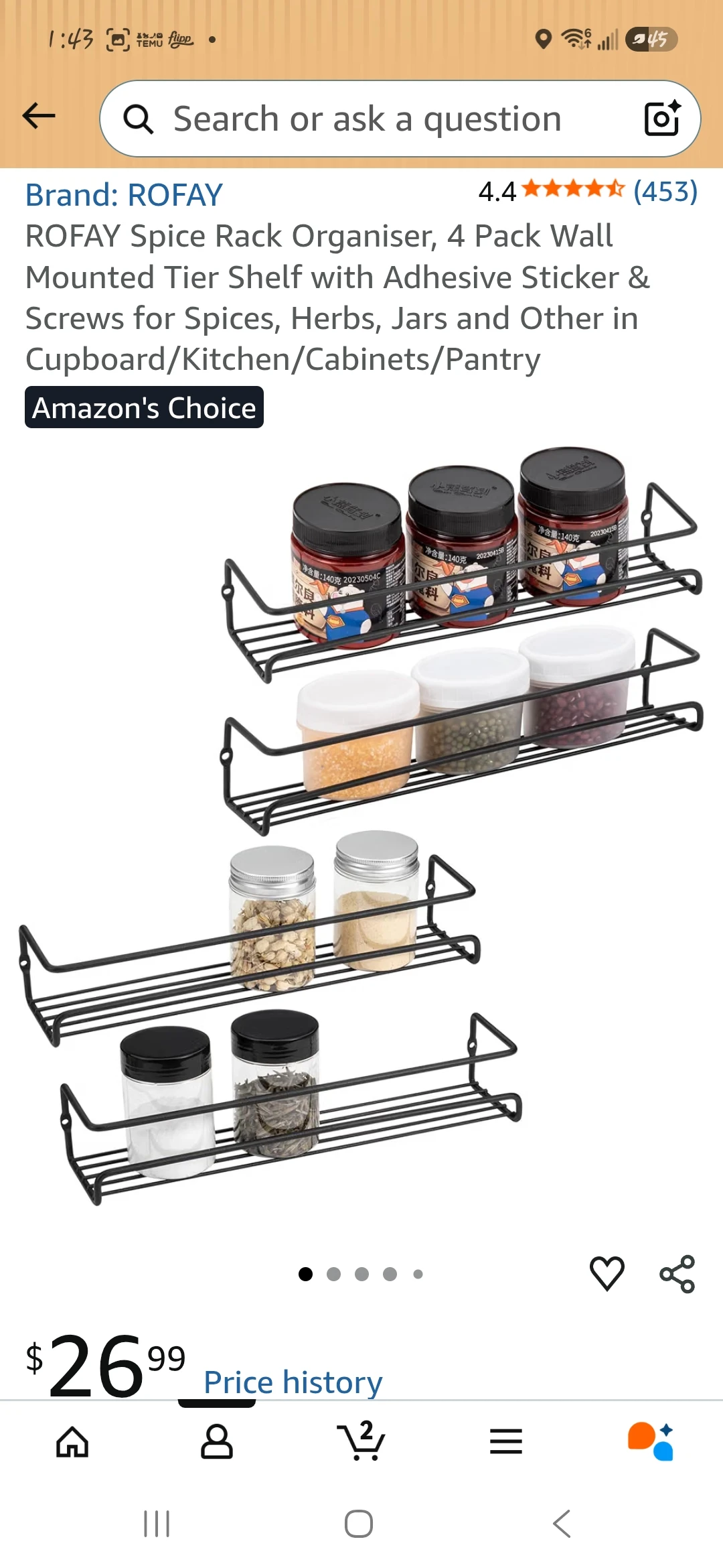 Spice Rack Organiser 4-Pack