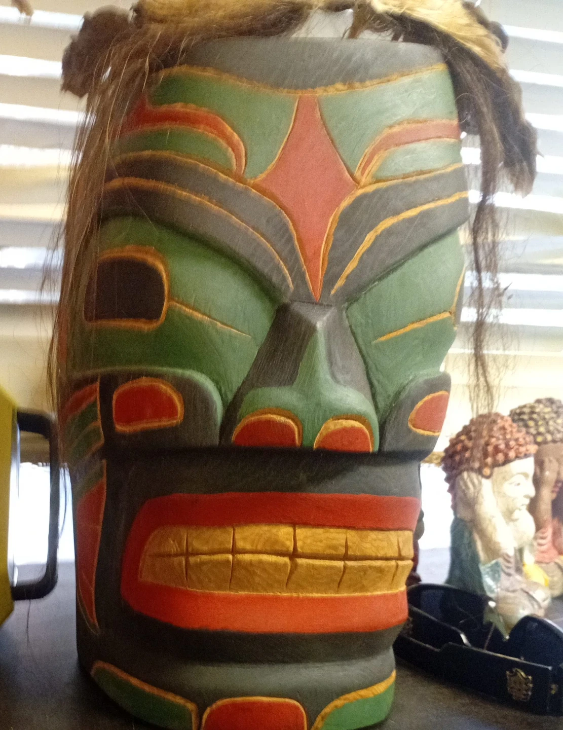 Pair of First Nations Style Carved Wood Masks - photo 2