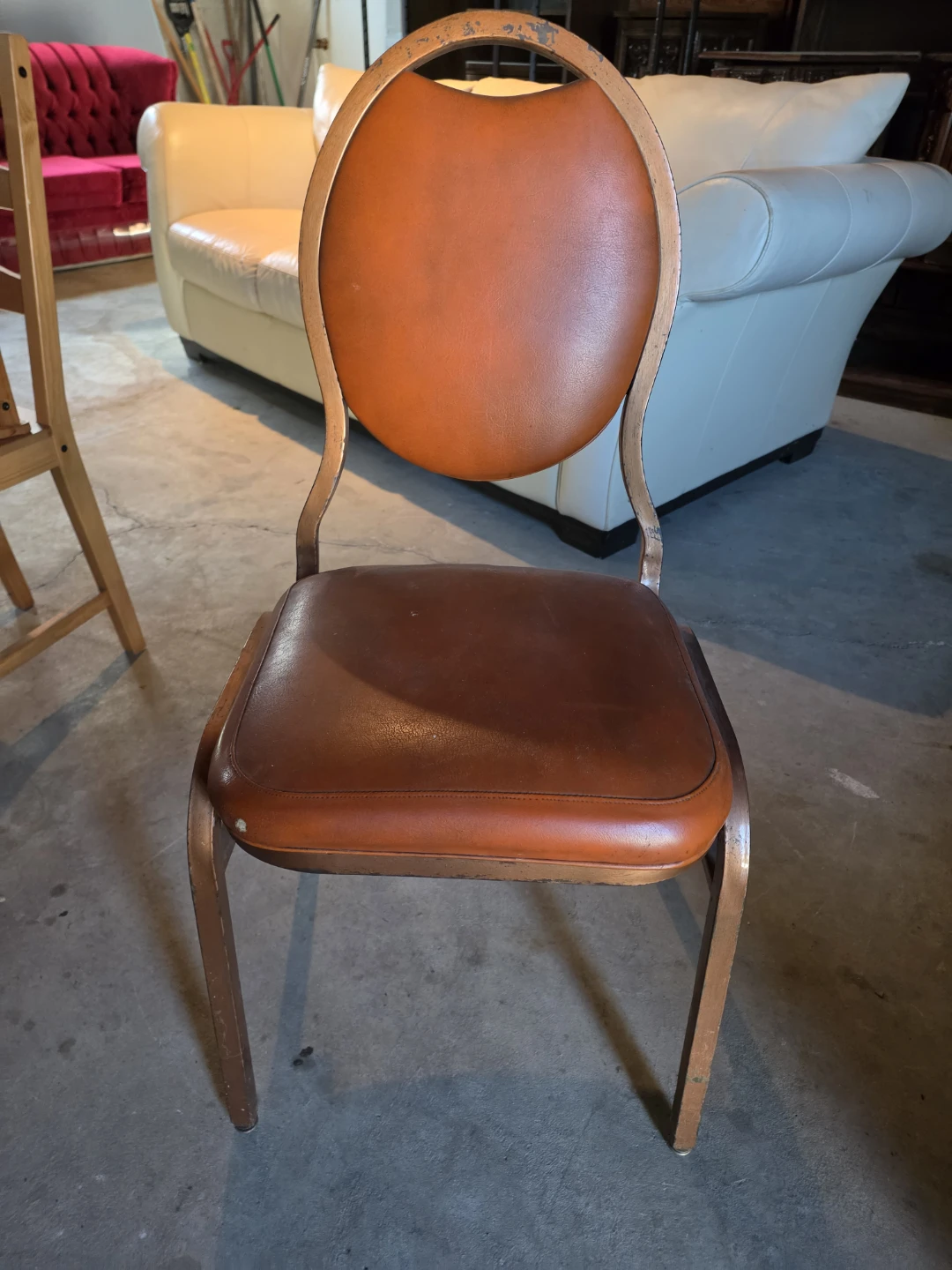 4 Vintage Brown Faux Leather Dining Chair