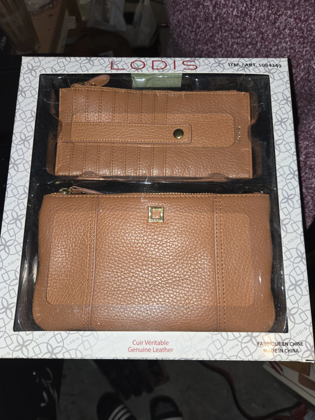 LODIS Genuine Leather Wristlet Wallet Set