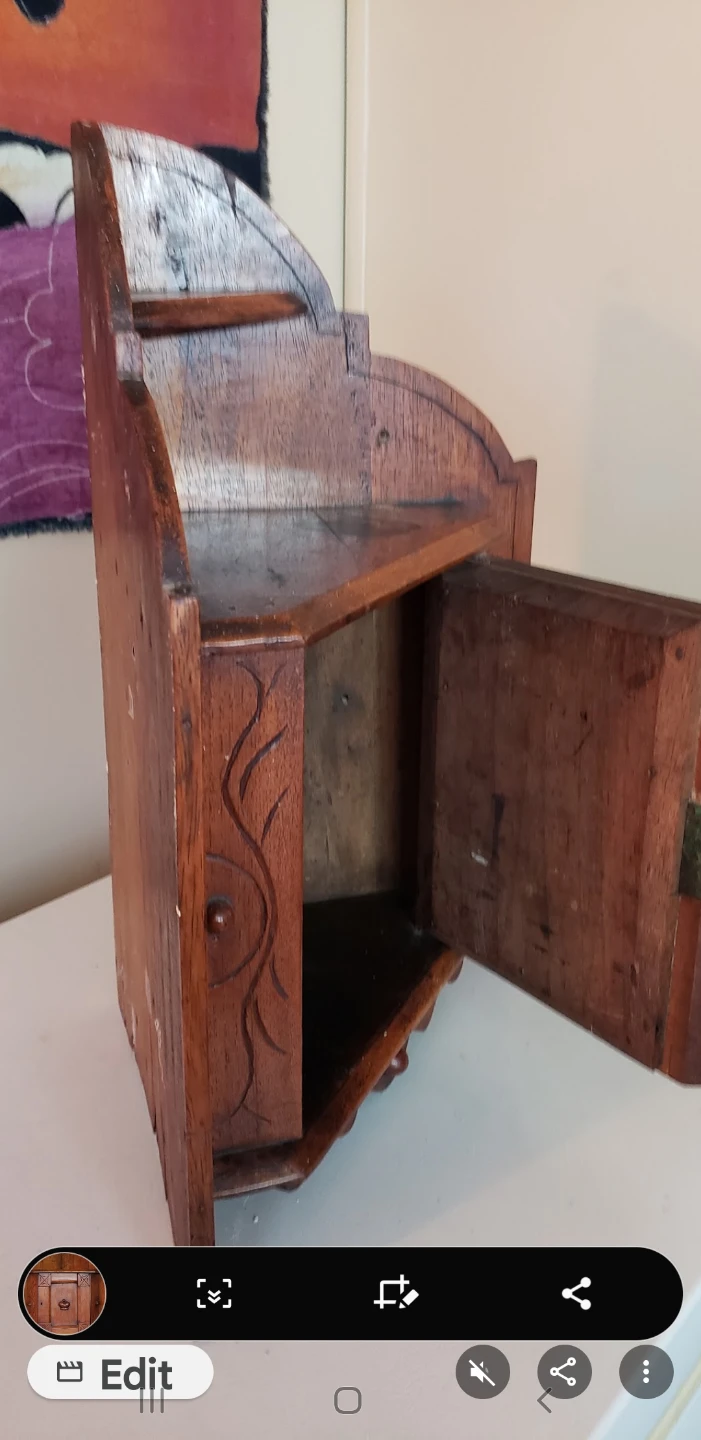 Vintage Wooden Wall-Mount Corner Cabinet - photo 2