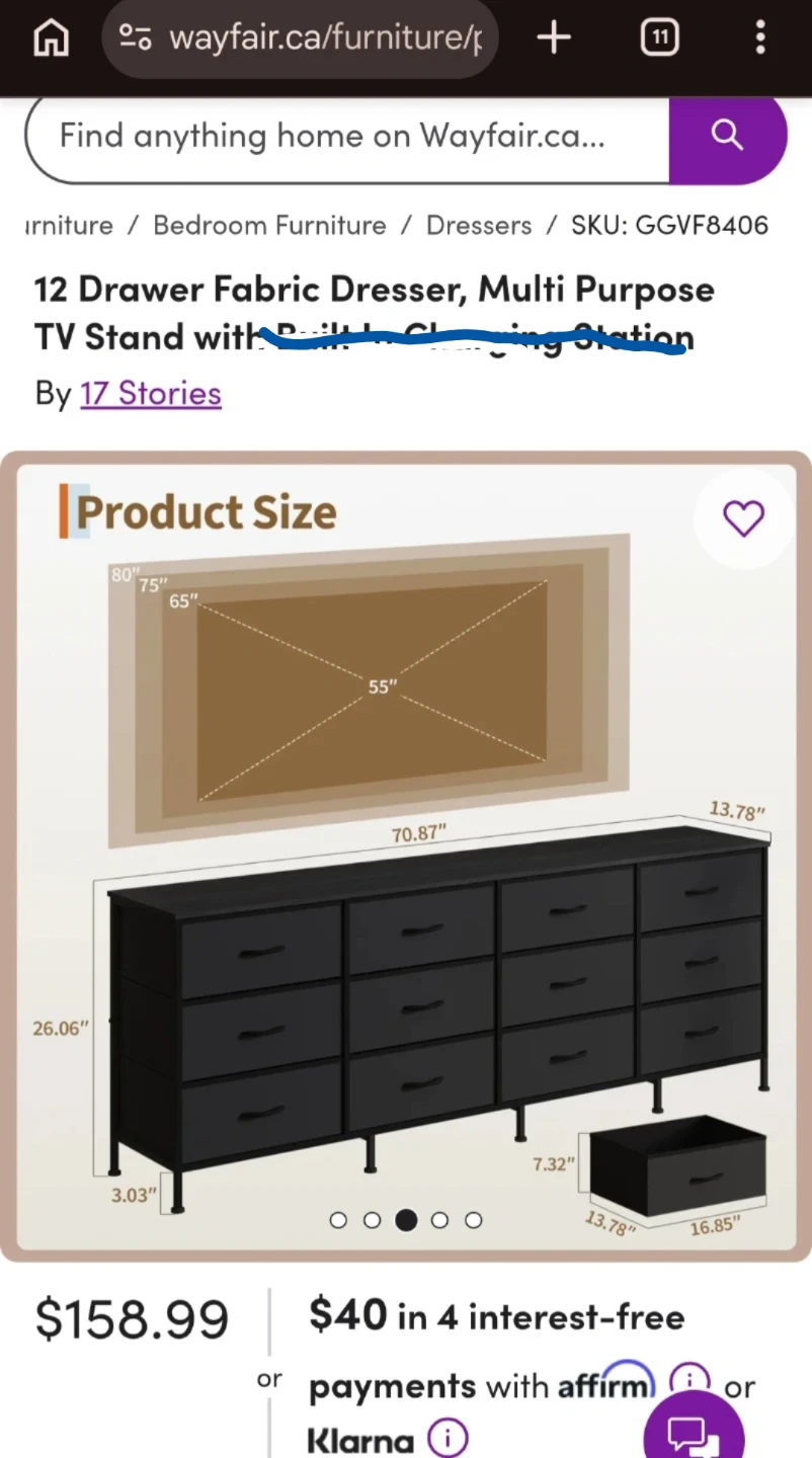 BNIB 12-Drawer Fabric Dresser - photo 2