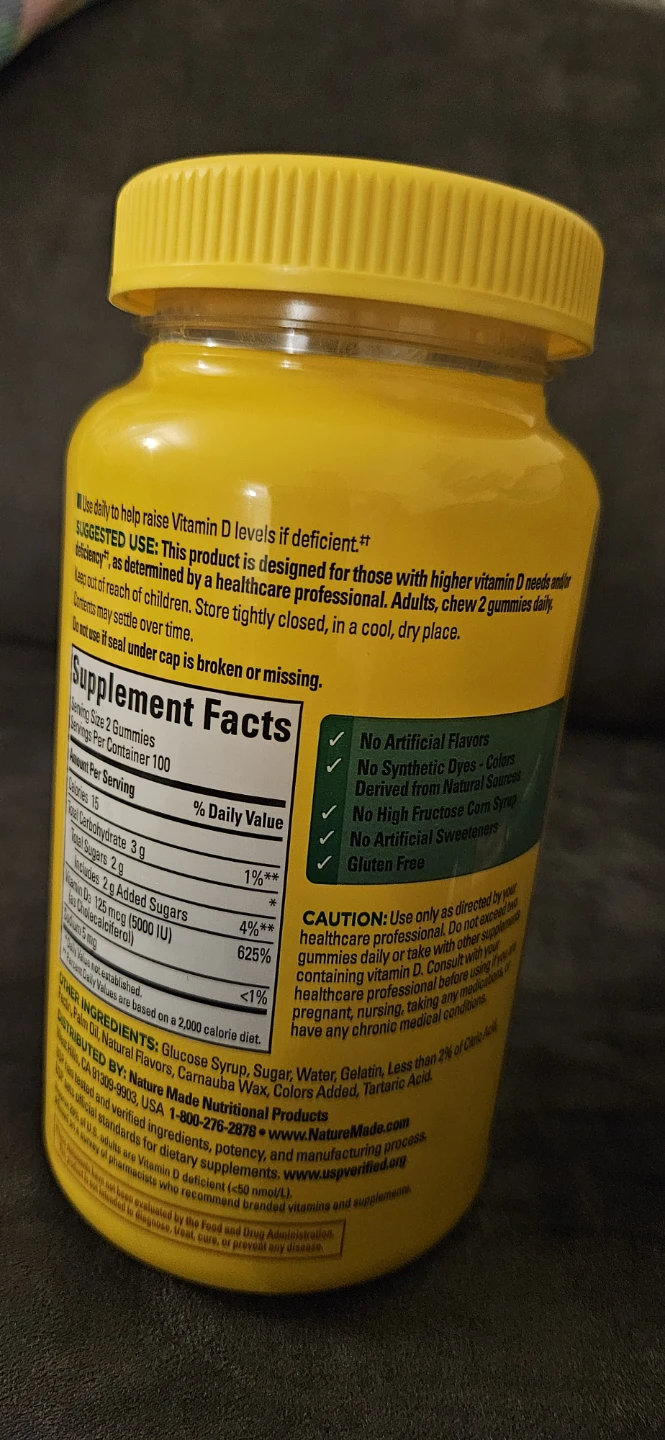Nature Made Vitamin D3 Gummies, 5000 IU, 200 Count - photo 2