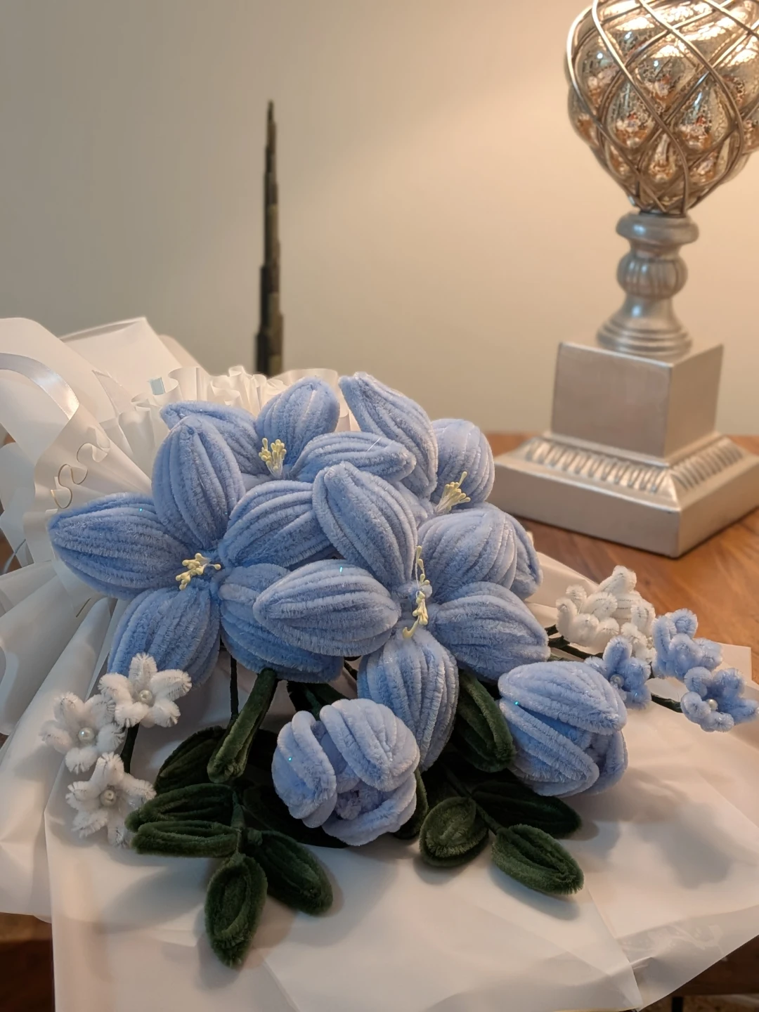 Nush Handmade Blue Pipe Cleaner Flower Bouquet - photo 3