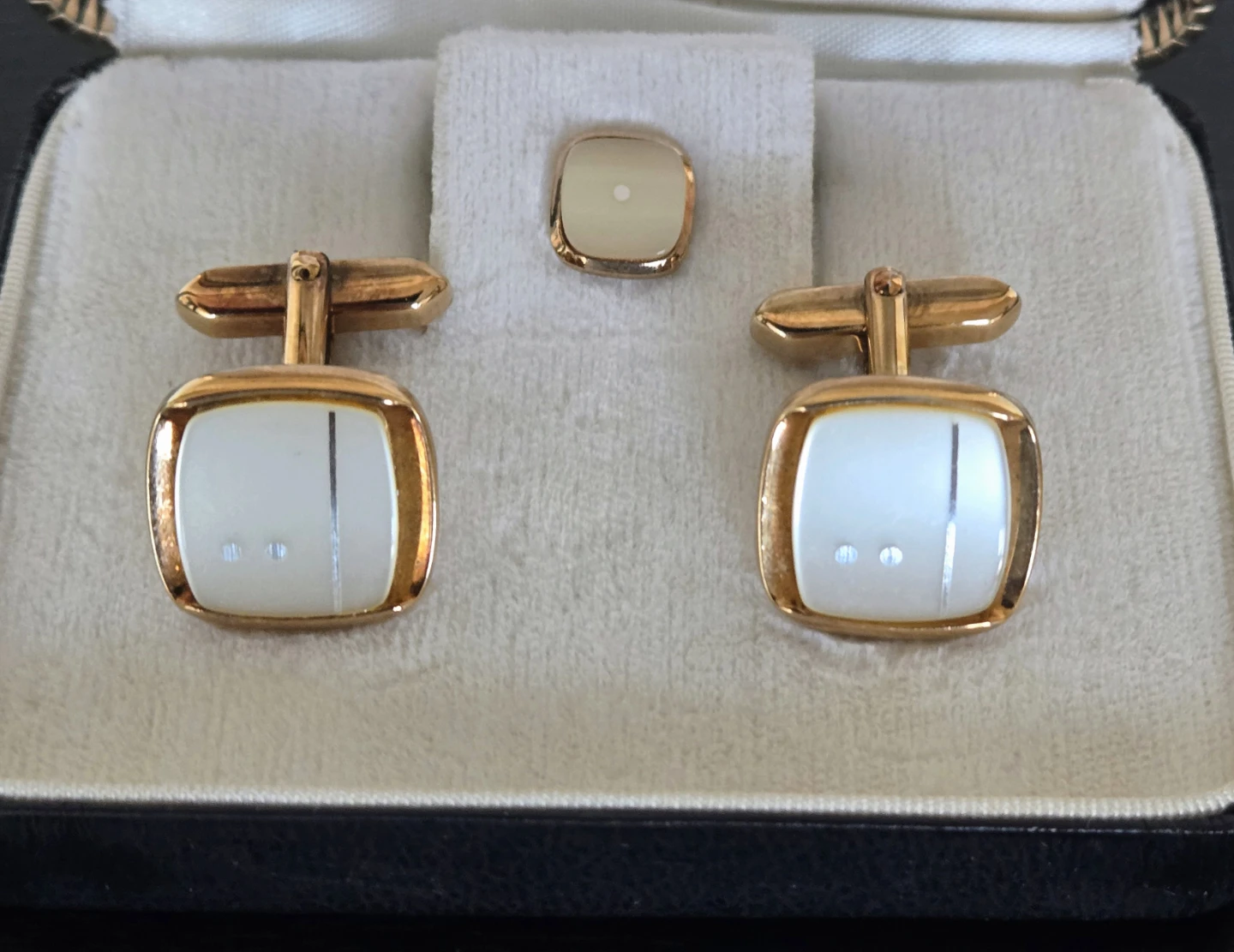 Vintage 1960's "Weber" Cufflinks/Stud Set Mother Pearl/Moonstone - photo 4