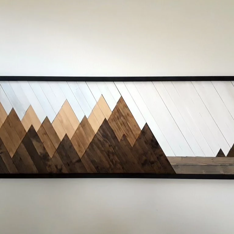 Handmade Rustic Wooden Mountain Wall Art - photo 2