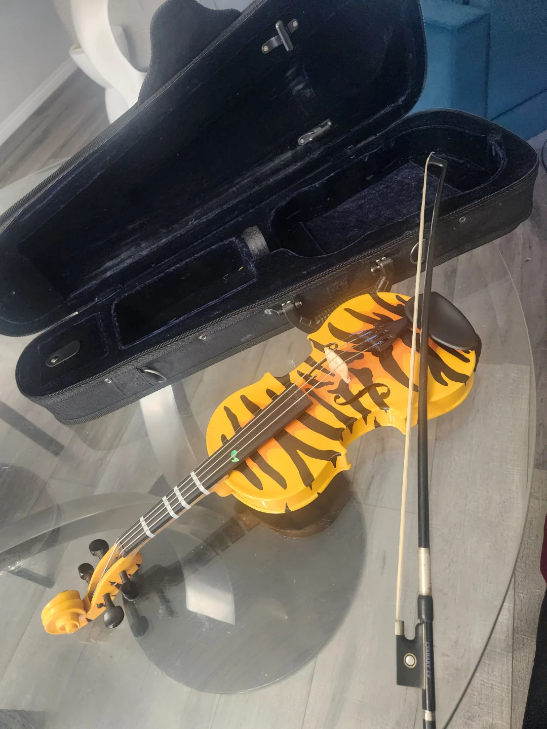 Tiger Pattern Violin with Carrying Case