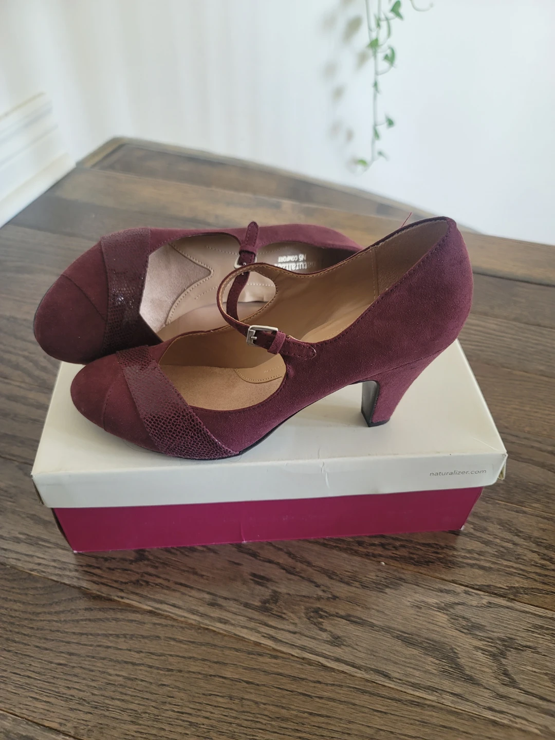Naturalizer Women's Burgundy Mary Jane Heels and hand-bag