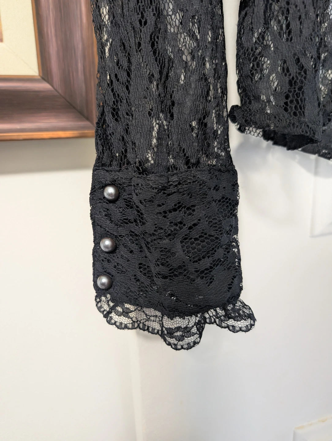 White Stag Black Lace Blouse -m - photo 2