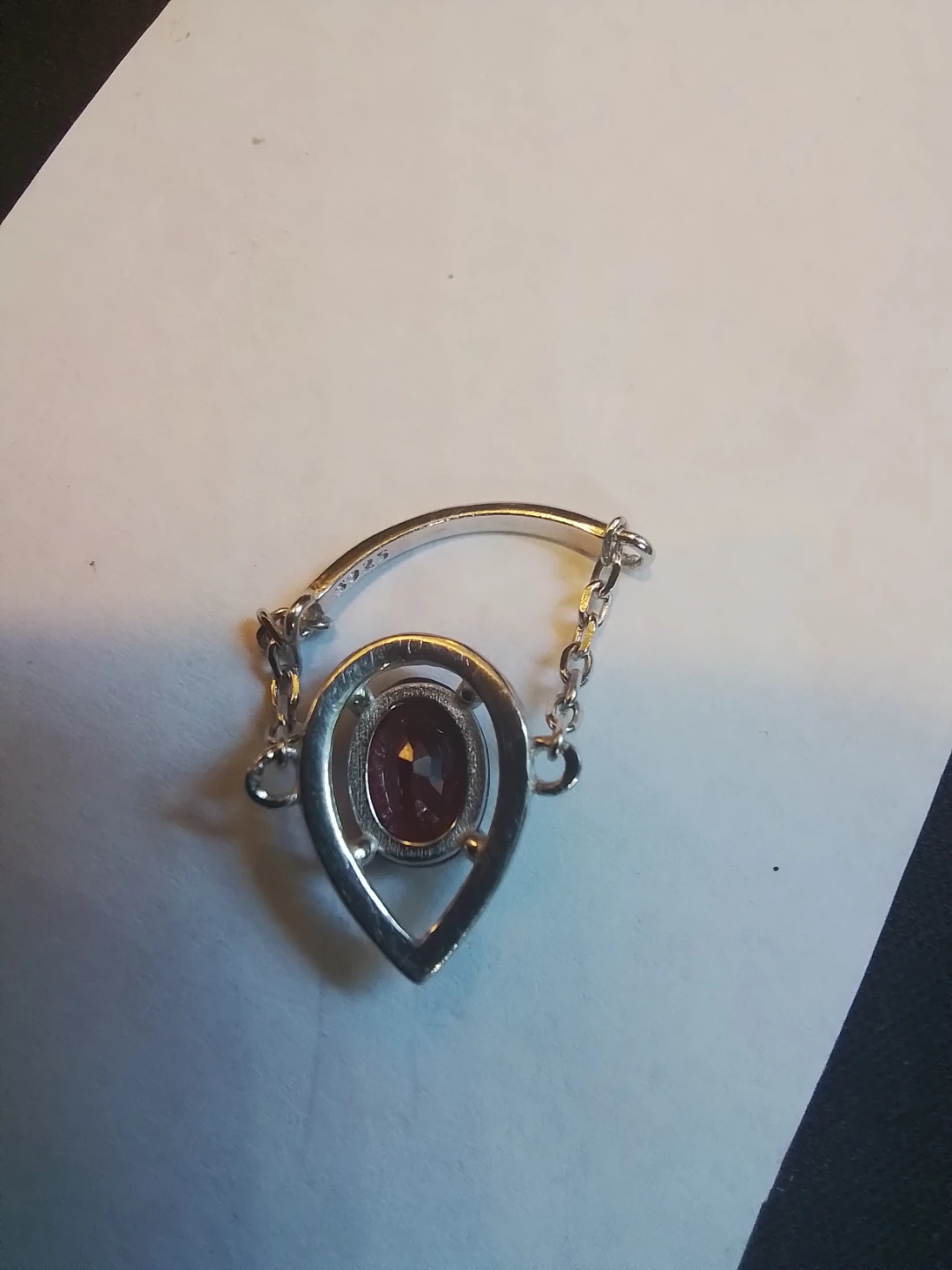 Rare 925 Sterling Silver Flame-Fusion Lab Ruby Teardrop - photo 3