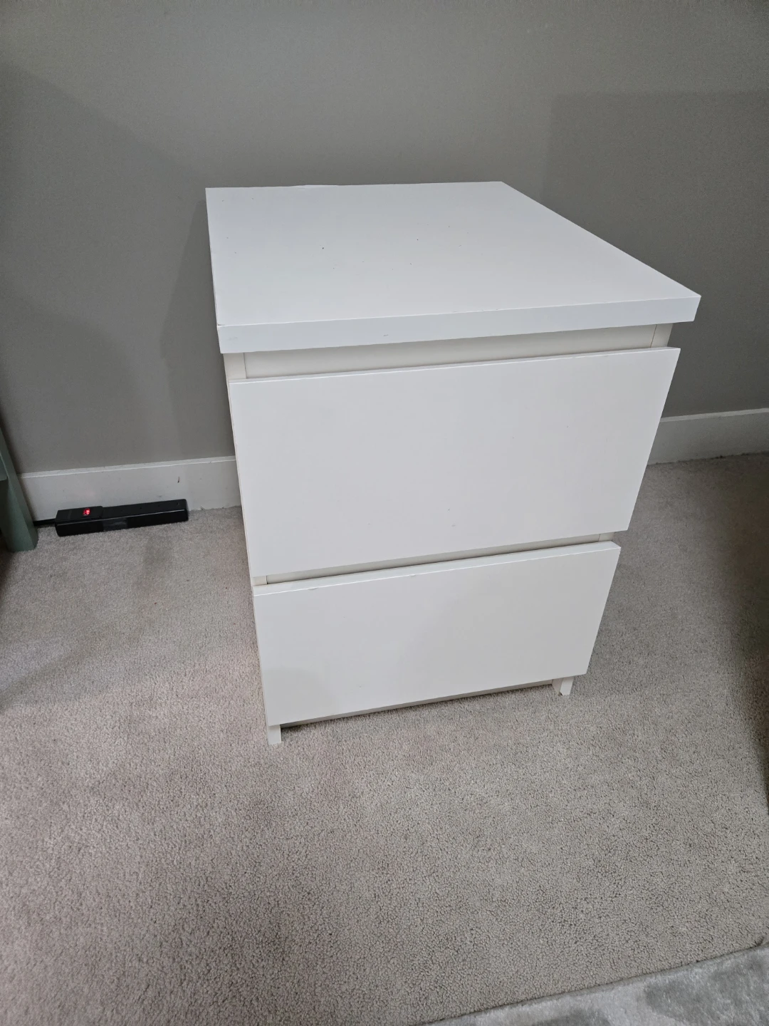 White 2-Drawer Bedside Table