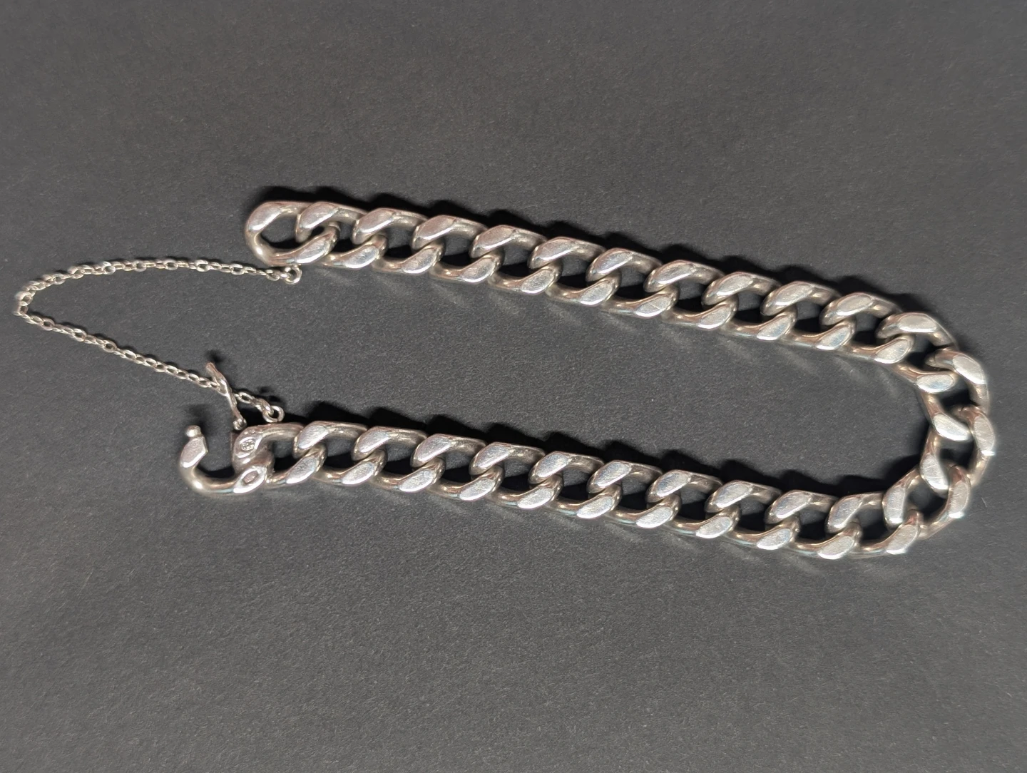 Vintage Sterling Silver Curb Cuban Link Bracelet 925