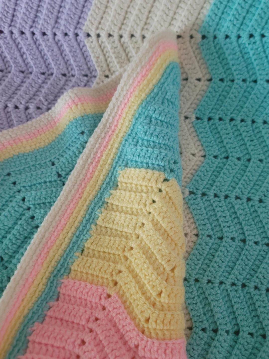 Handcrafted Crochet Pastel Blanket 60" × 60" - photo 4