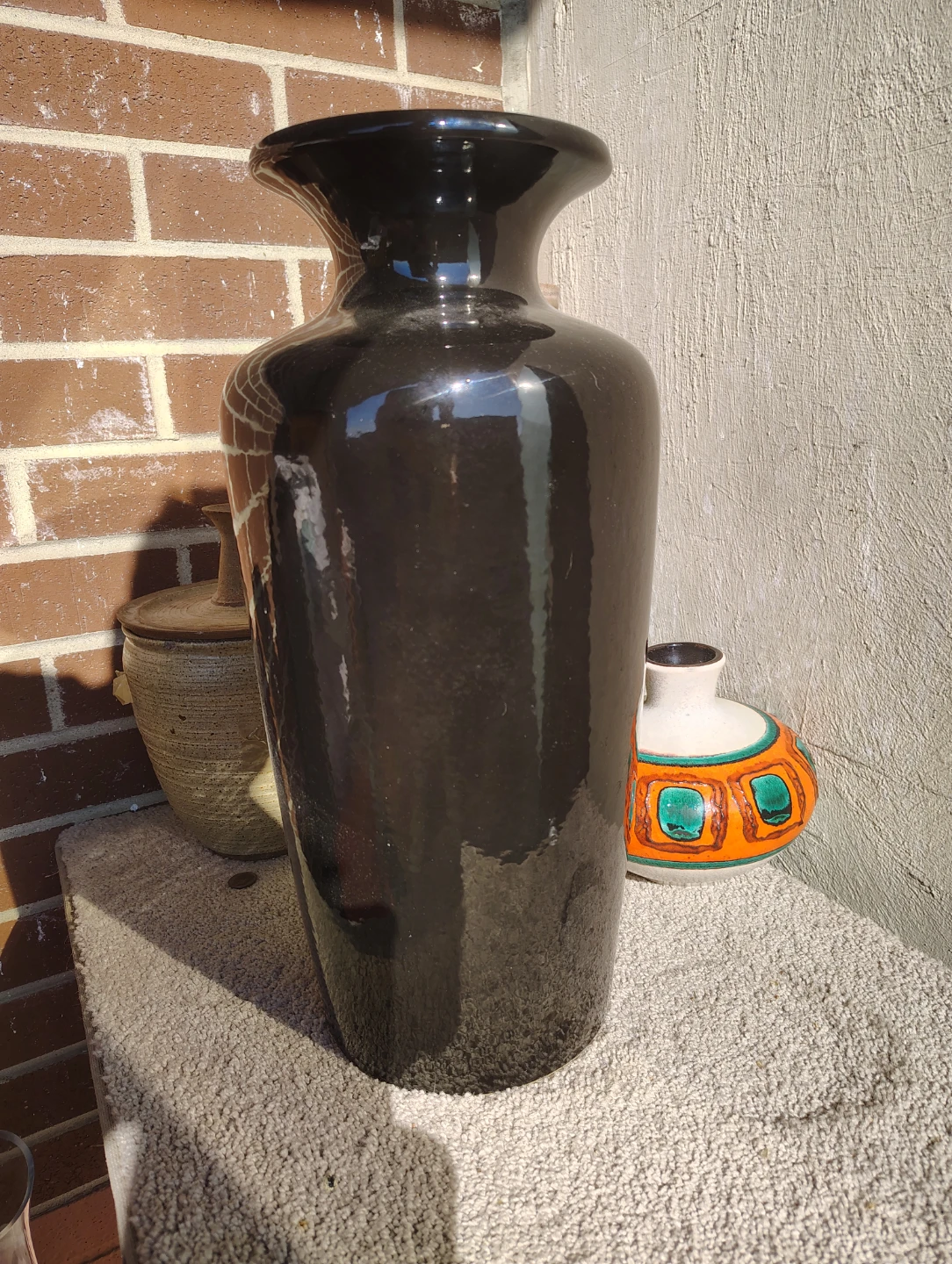 Large Black Ceramic Vase