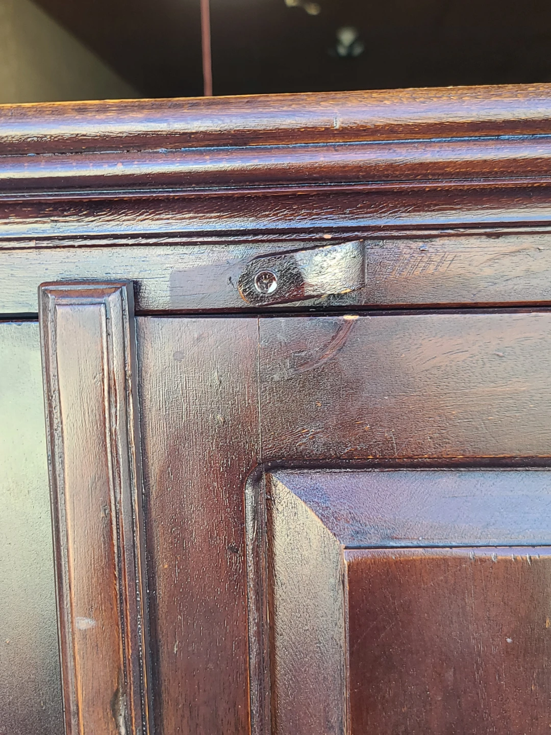 Dark Brown Wood Paneled Armoire Cabinet - photo 3