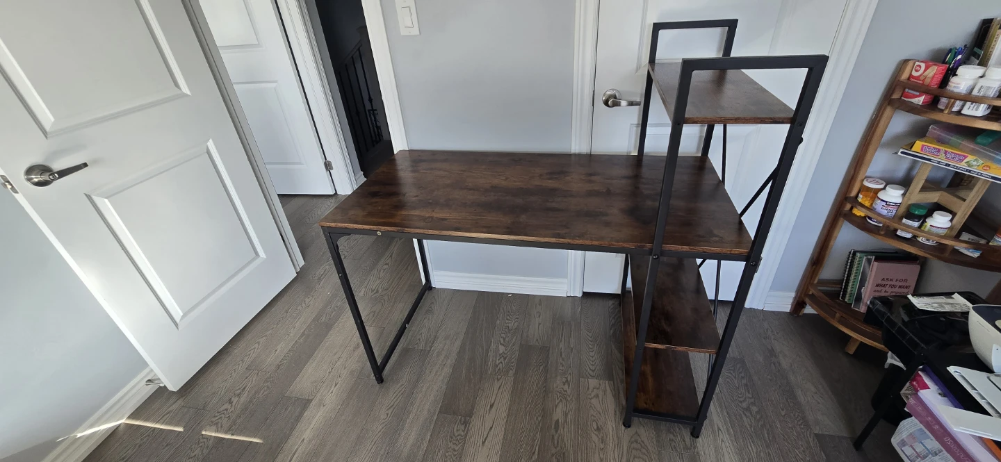 Industrial Desk with Shelving and Office Chair - photo 2