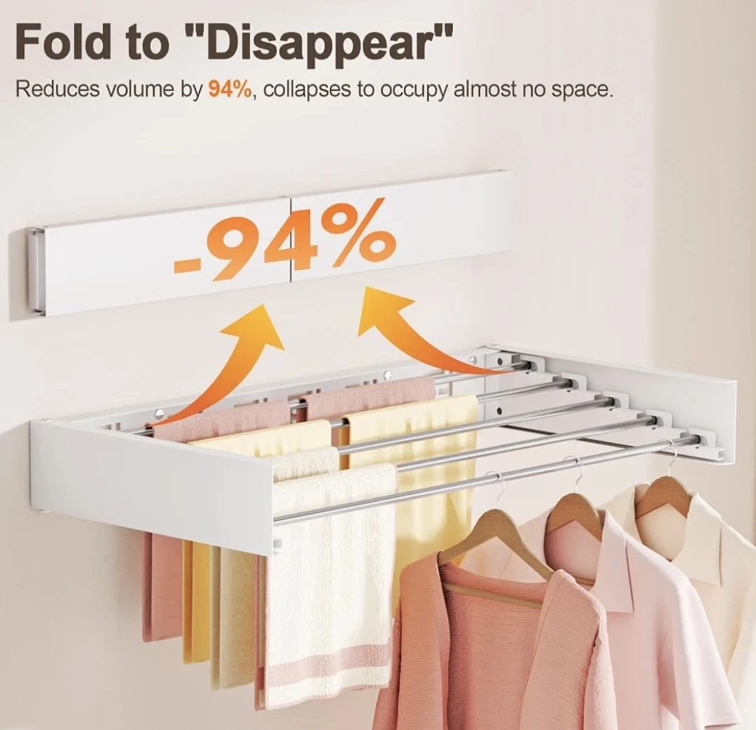 Foldable Wall Mounted Drying Rack 32" - photo 2