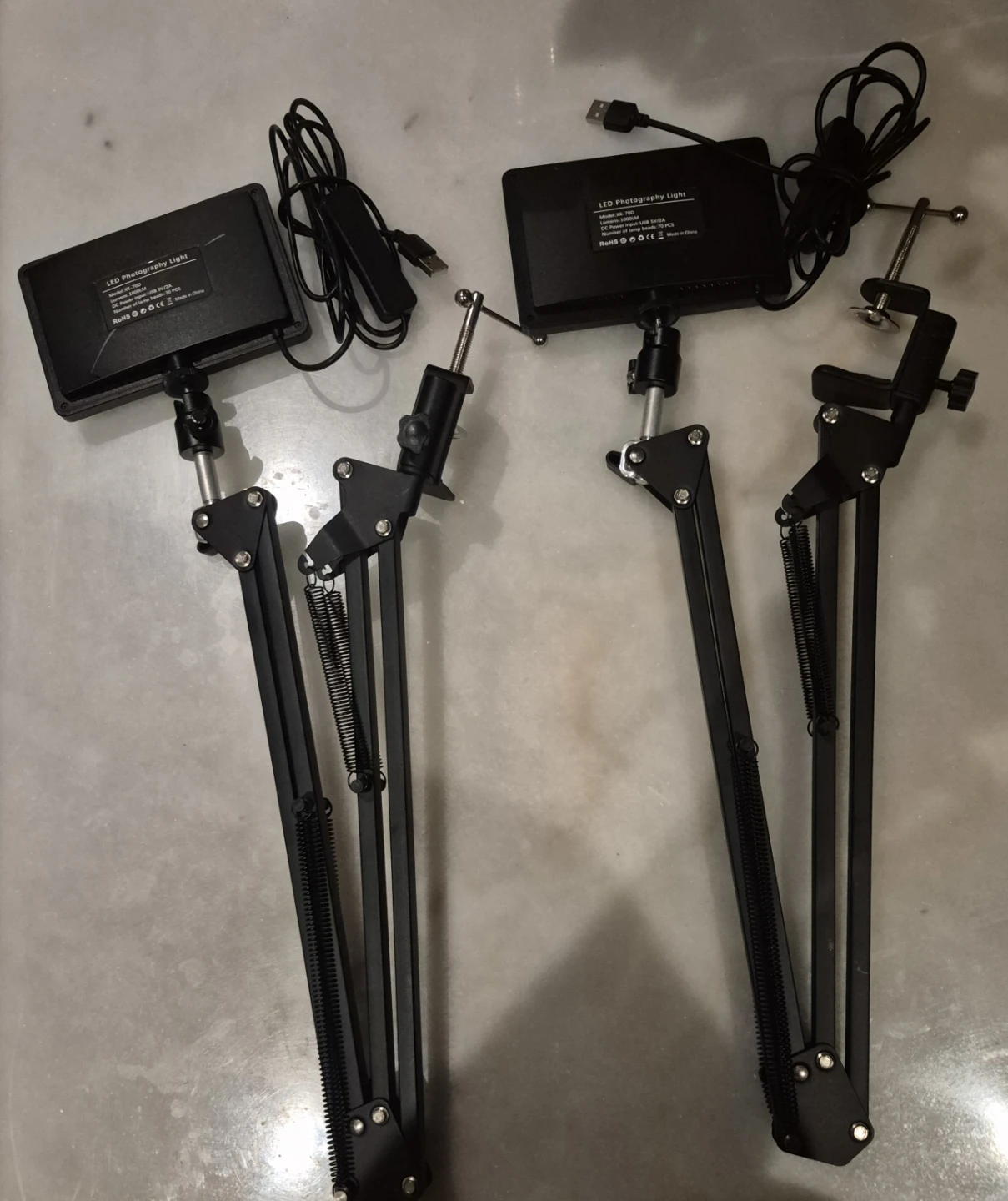 Set of 2 LED Photography Lights with Desk Mount Arms