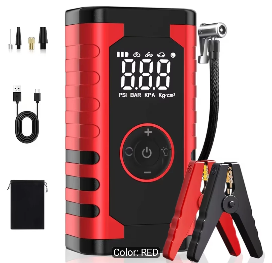 Portable Car Jump Starter and Air Compressor light and power