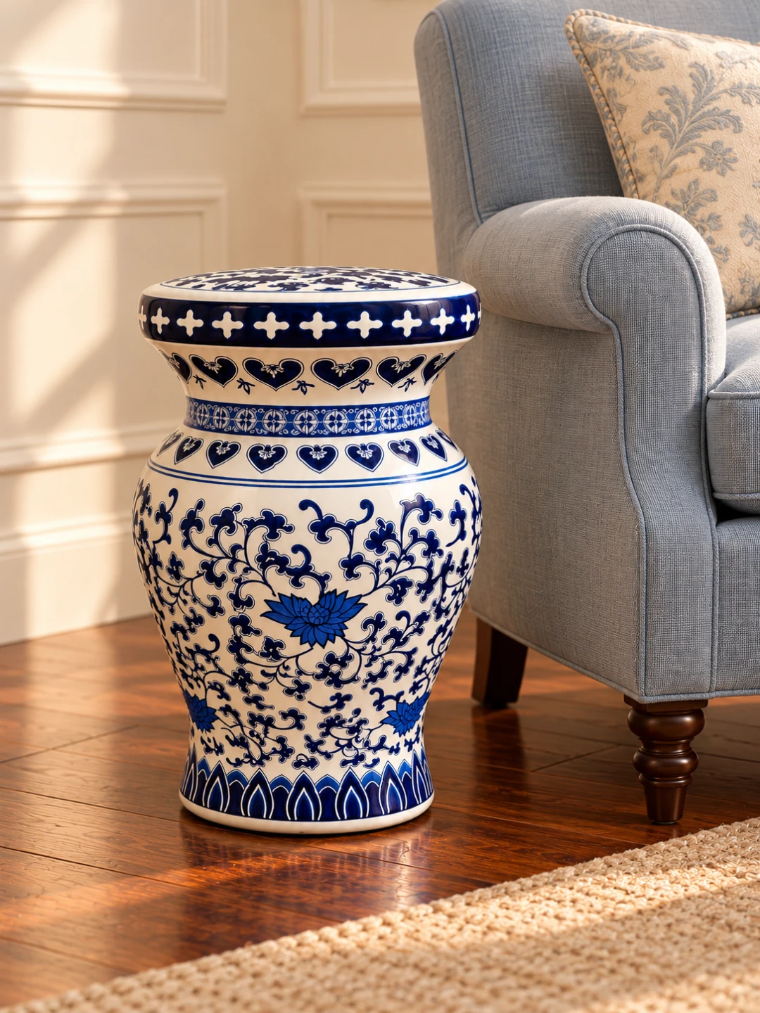 Vintage 80s Chinoserie pedestal