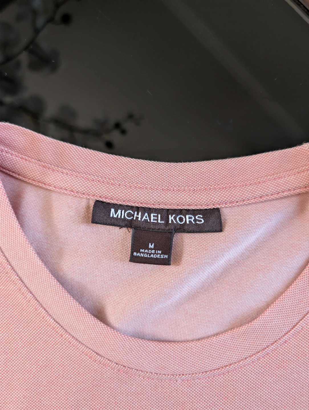 Michael Kors Men's Pink Embroidered MK Logo Tee - Size M - photo 2