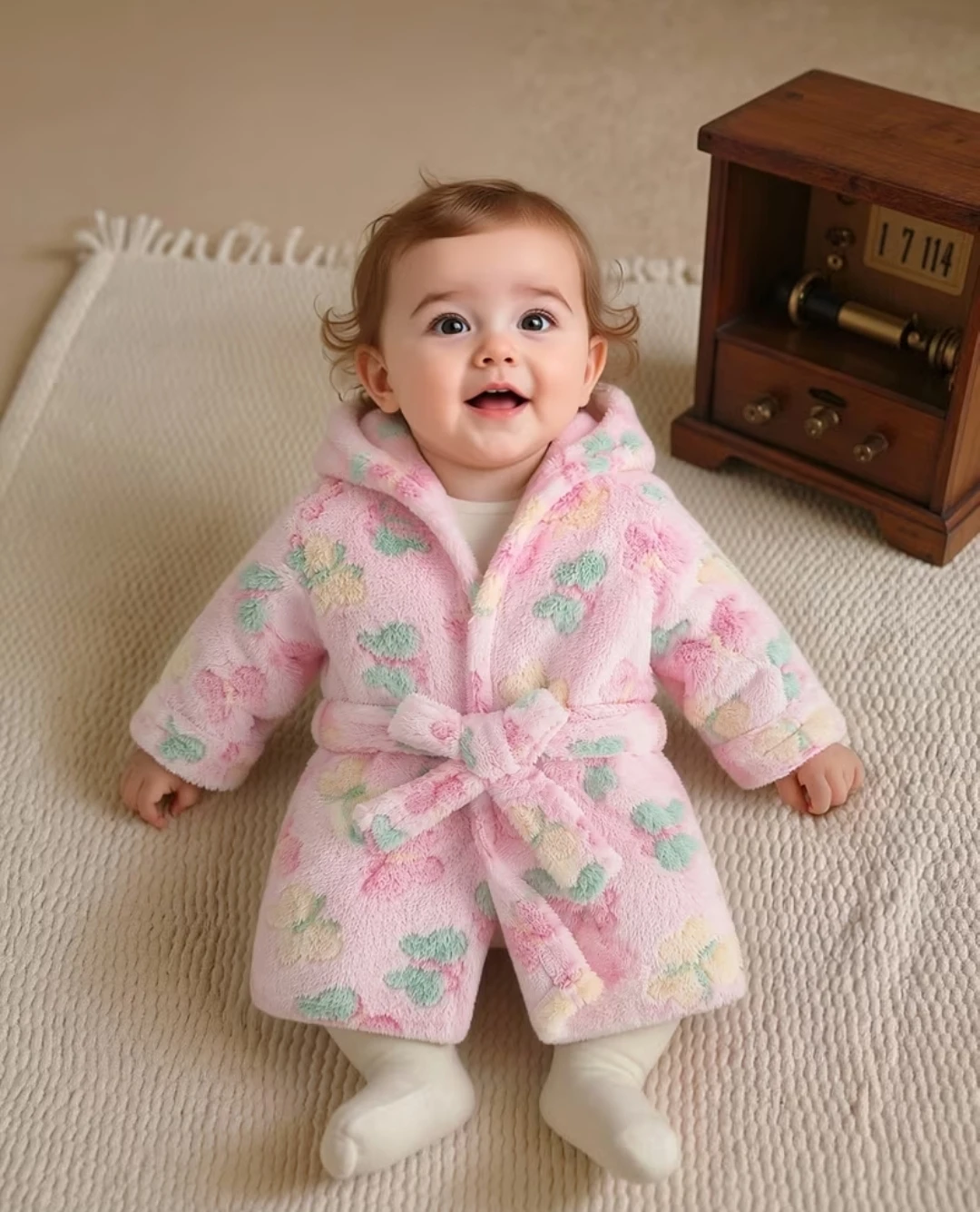Baby pink butterfly print bathrobe - photo 4