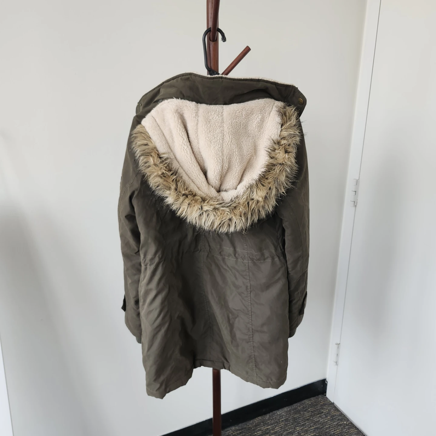 DKNY Olive Green Hooded Parka Size M - photo 2