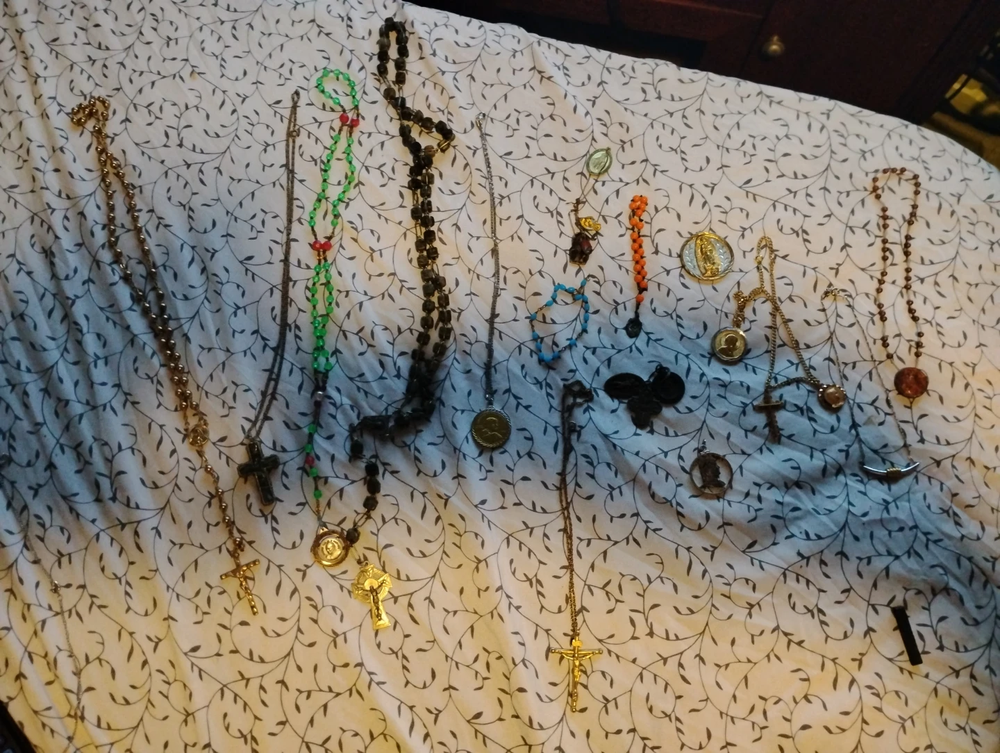 Assorted Vintage Religious Rosaries and Medals