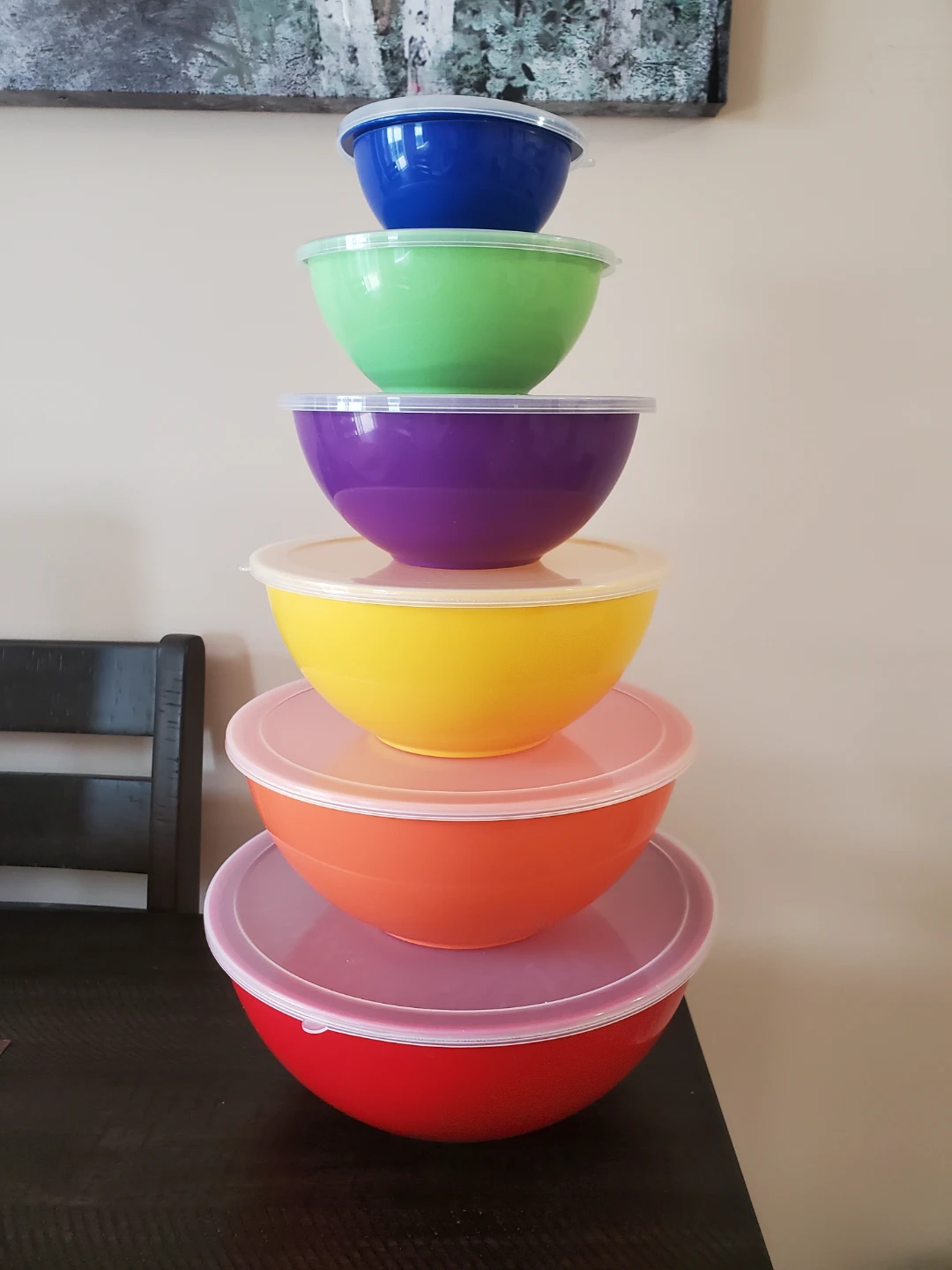 Plastic Mixing Bowl Set with Lids 🏈