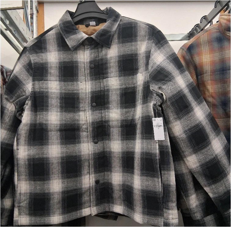 H&M Plaid Snap-Button Shirt Jacket