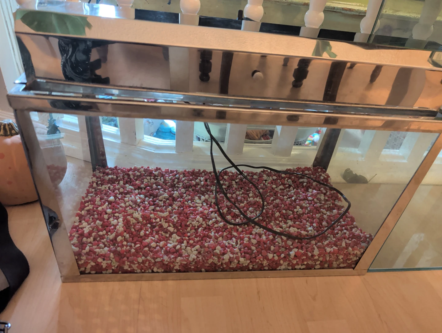 Glass Fish Tank with Chrome Frame and Light
