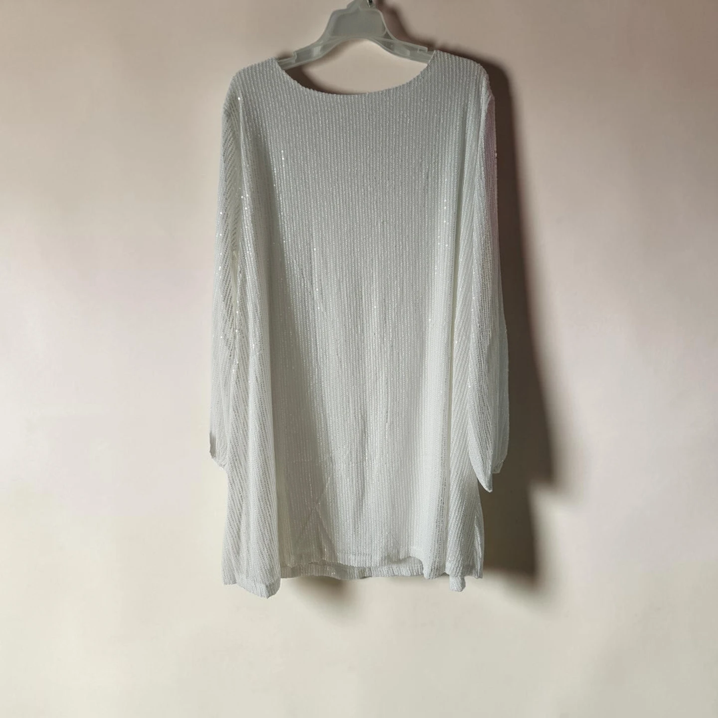 White Sequin Long Sleeve Top