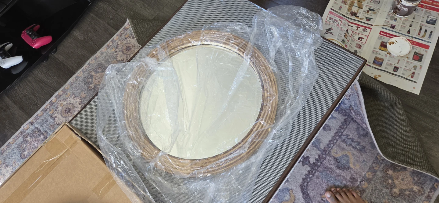 Moving sale Round Wood-Trim Mirror - photo 5