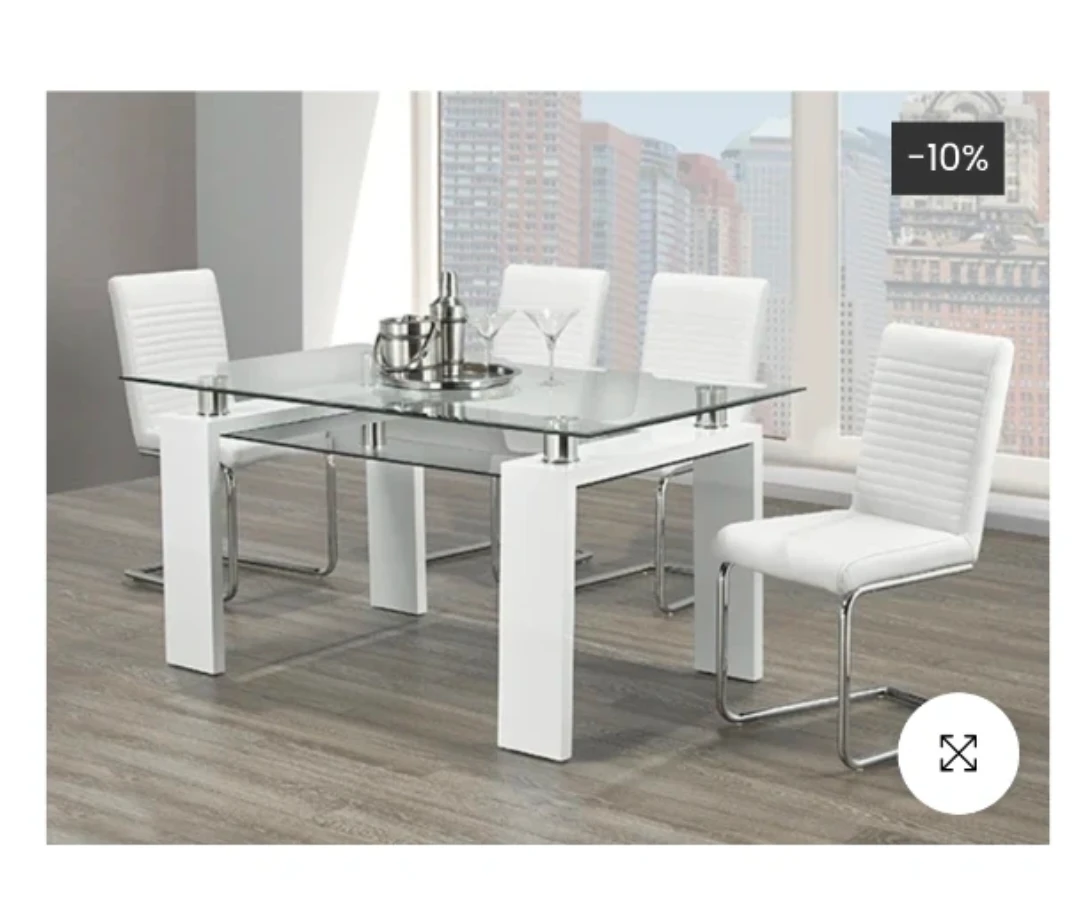 Modern Glass Top Dining Table and 6 Chairs
