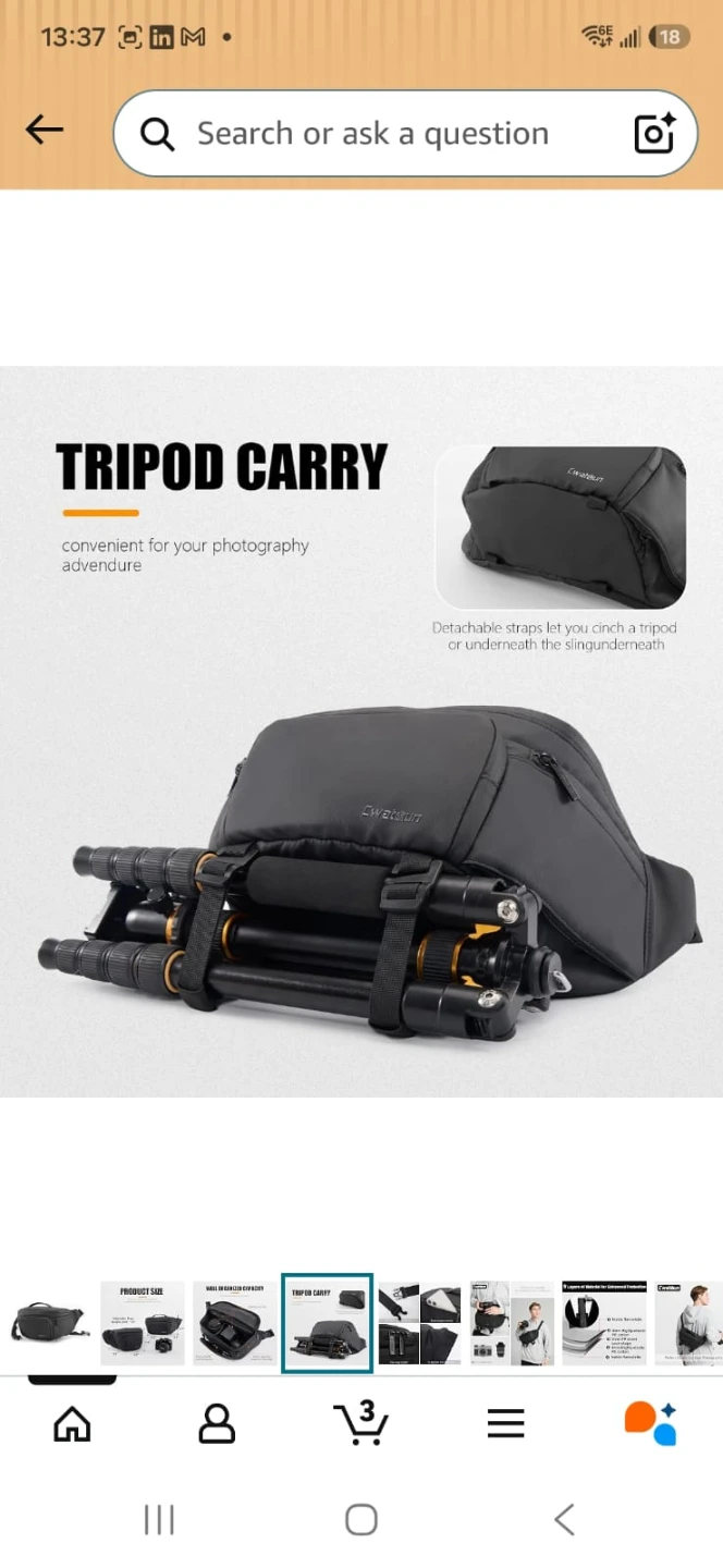 Cwatcun DSLR Waterproof Sling waist Camera Bag - photo 4
