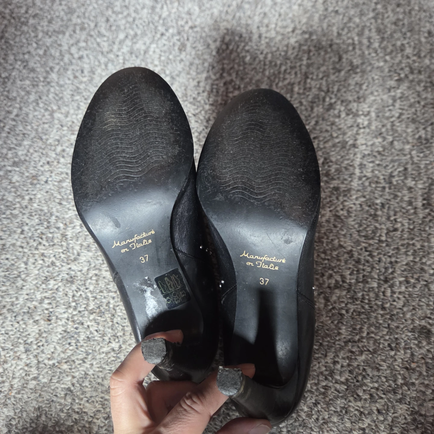 San Marina Black Leather Ankle Boots Size 37 - photo 5