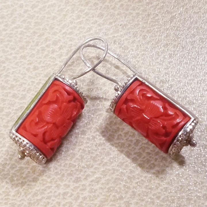 Vintage Signed Sajen 925 Pierced Earrings Red - photo 3