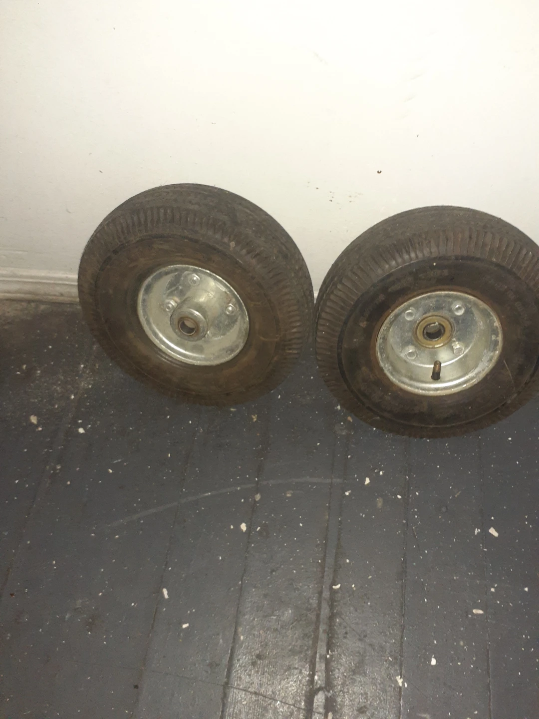 Set of two pneumatic utility cart wheels