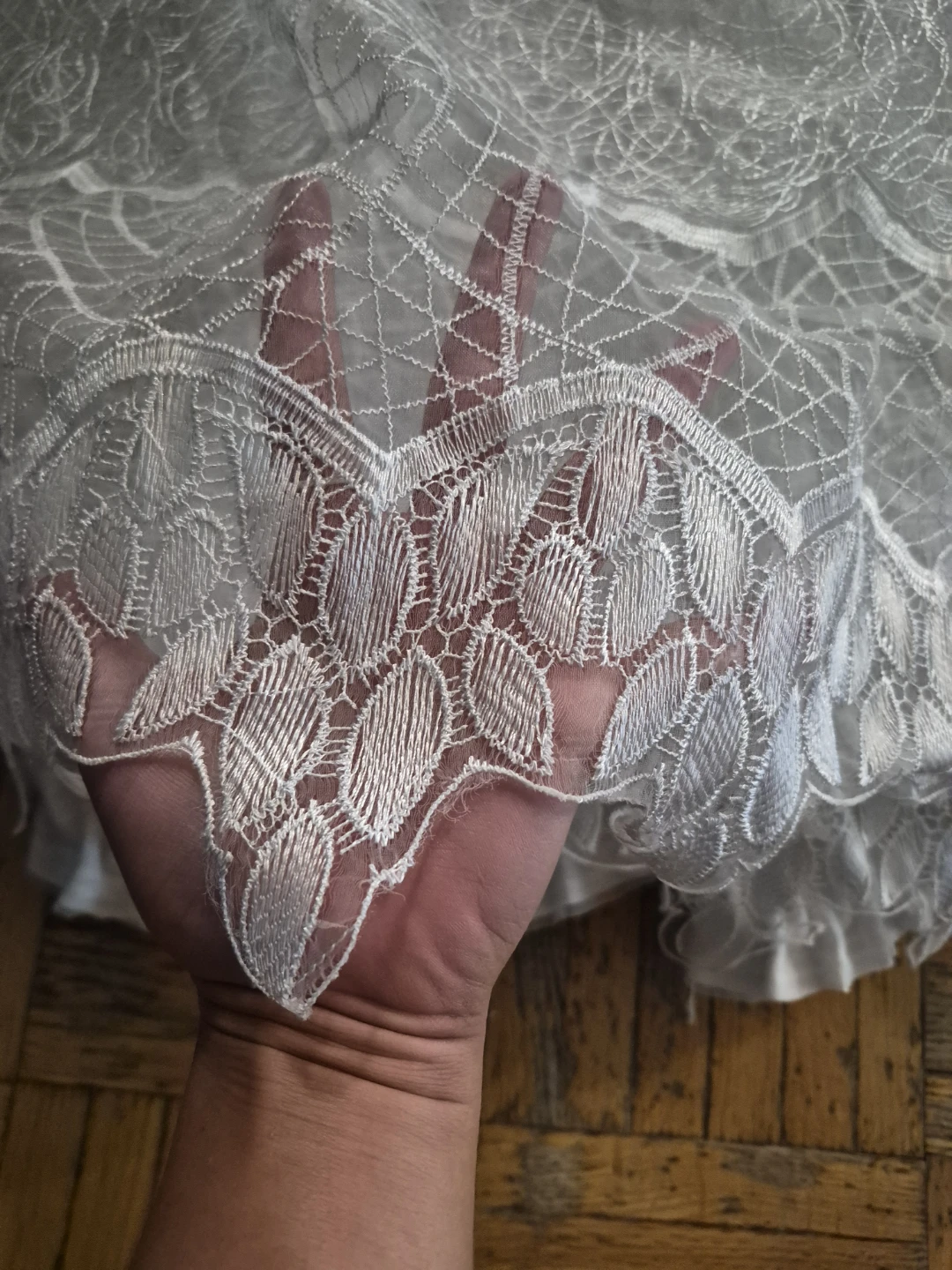 White Lace Window Curtain Panel - photo 2