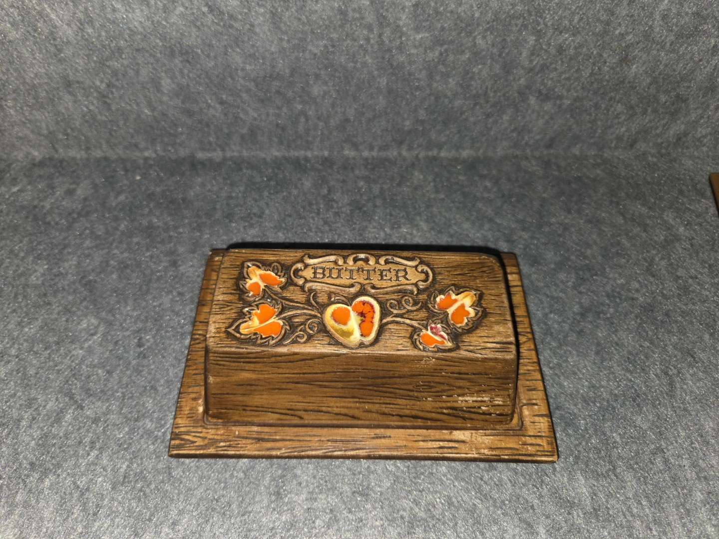 Vintage Faux Wood Butter Dish