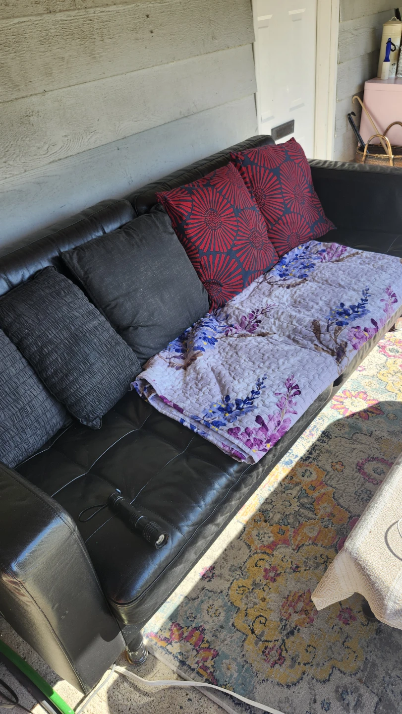 Black Tufted Sofa and Houndstooth Armchair