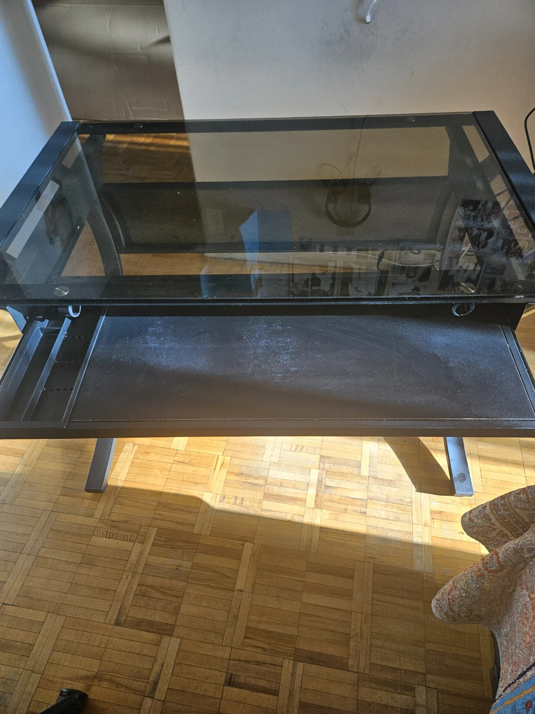 Glass top computer desk