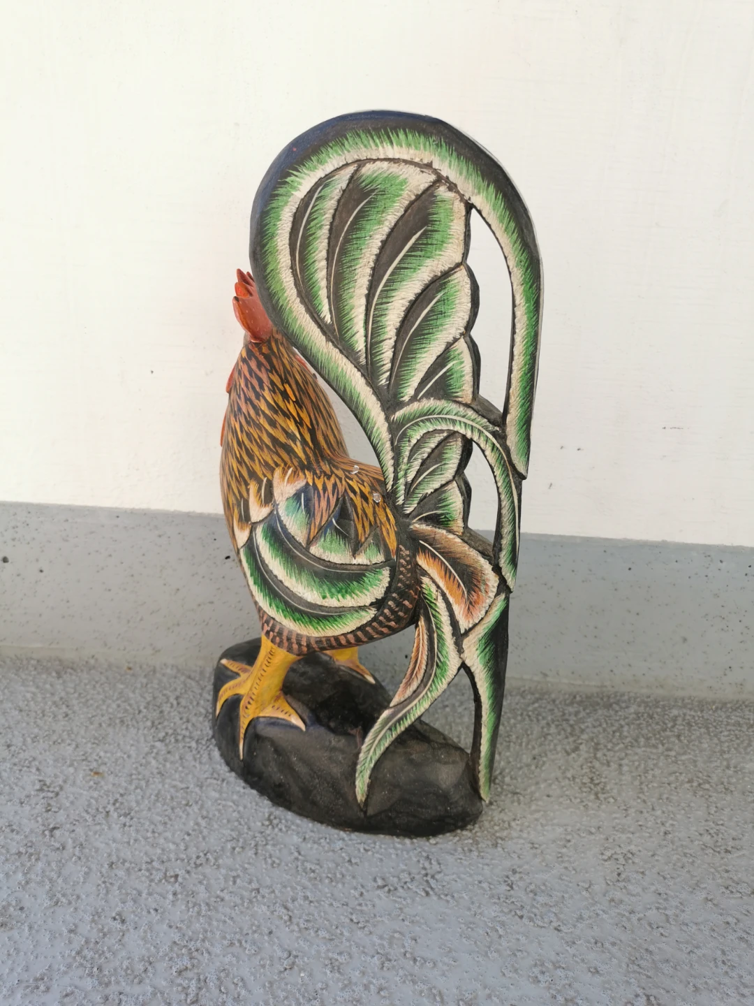 Vintage Hand Carved Wooden Rooster Figurine Hand Painted - photo 4