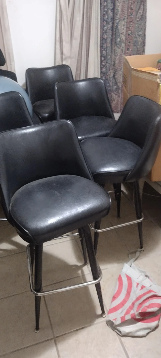 Set of  5  Black Vinyl Bar Stools