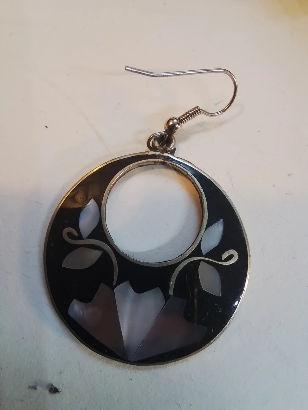 Vintage Mexico Alpaca Silver Inlay Earrings - photo 2