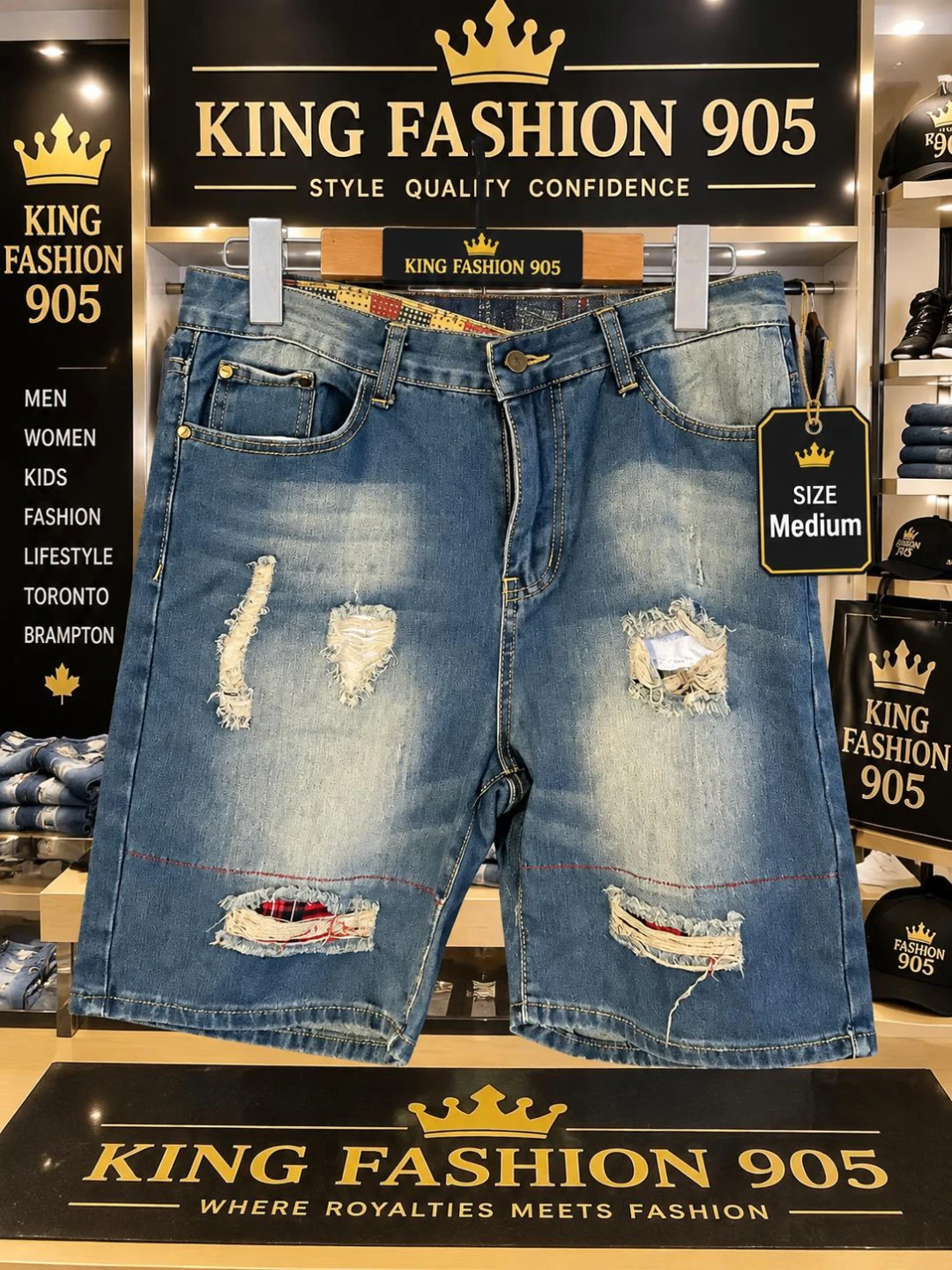 King Fashion 905 Distressed Denim Shorts